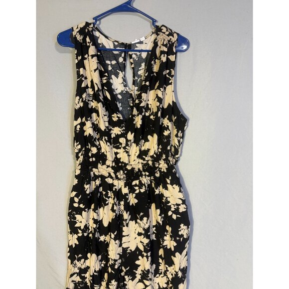 Gap Womens Jumper Jumpuist Floral Size XL Sleeveless Boho Hippie Black White - Picture 2 of 4
